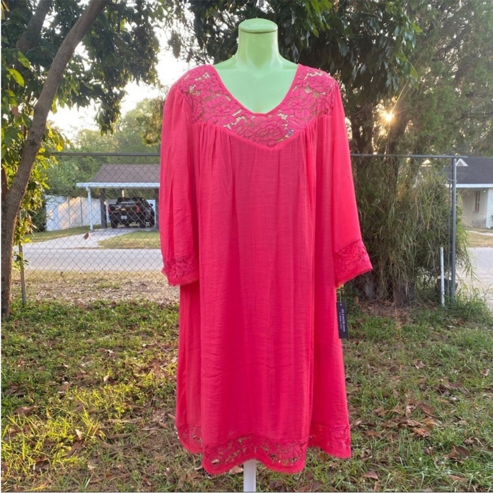 Zac & Rachel Lace Trimmed Lined Sheath Dress Size 2X NWT